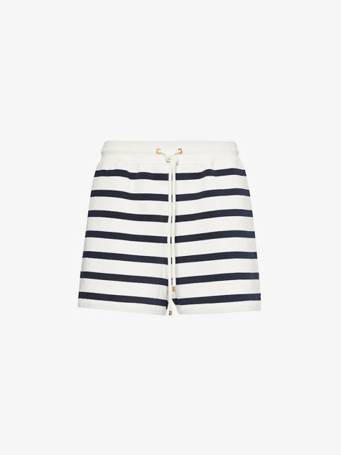FRAME Drawstring-waist striped cotton-blend shorts