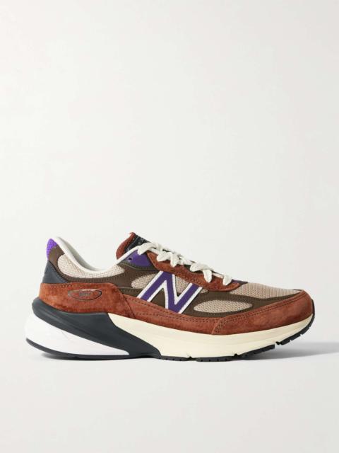 990v6 Leather-Trimmed Suede and Mesh Sneakers