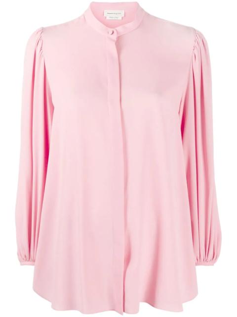 Alexander McQueen draped-sleeve collarless blouse