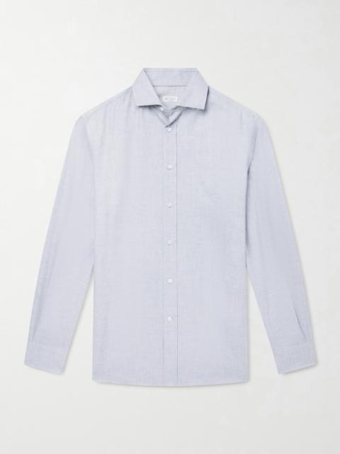 Brunello Cucinelli Herringbone Cotton and Lyocell-Blend Shirt