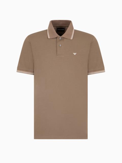 EMPORIO ARMANI SLIM-FIT STRETCH PIQUÉ POLO SHIRT WITH MICRO EAGLE