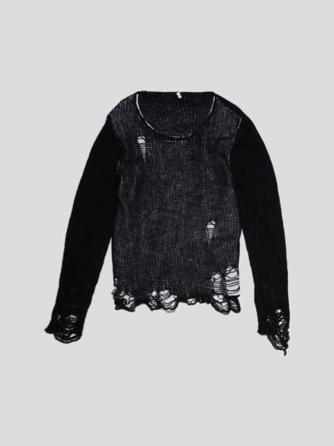 R13 DOUBLE LAYER RELAXED SWEATER - BLACK AND ECRU