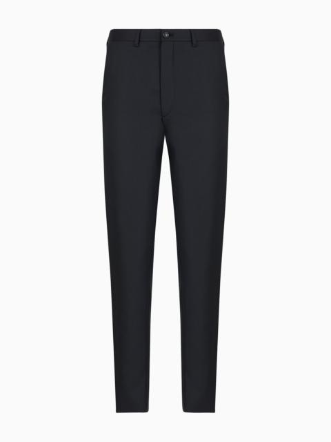 Flat-front trousers in wool and cashmere gabardine