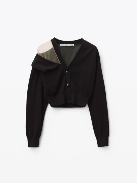 Alexander Wang CARDIGAN IN ILLUSION TULLE WOOL CASHMERE