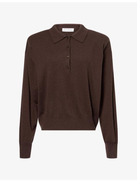 The Frankie Shop Croydon Padded-Shoulder Wool-Blend Polo Shirt