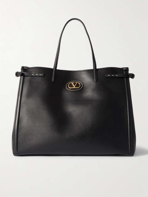 Antibes Large Logo-Appliquéd Leather Tote Bag