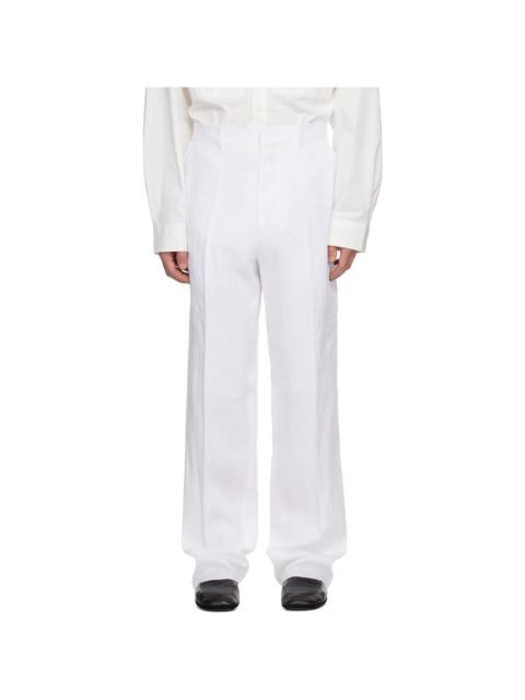 Moschino White Tailored Twist Linen Cloth Trousers