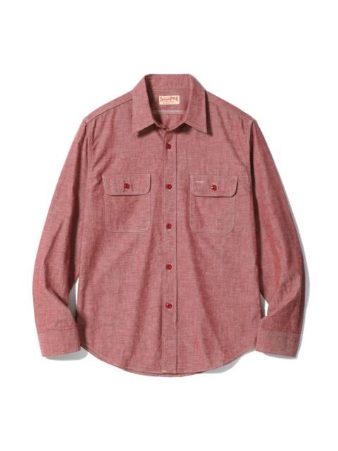 SUGAR CANE SC29682 Red Chambray Long Sleeve Work Shirt