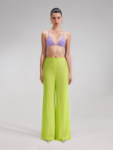 self-portrait Green Beaded Trousers