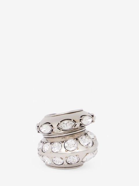 Alexander McQueen Women's Jewelled Accumulation Ring in Antique Silver