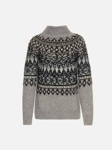 Oscar de la Renta CRYSTAL-DETAILED TURTLENECK PULLOVER