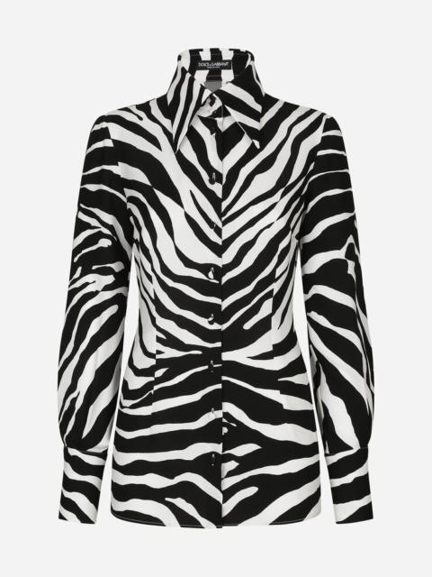 Zebra-print charmeuse shirt