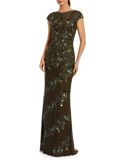 MAC DUGGAL Women's Beaded Trumpet Gown - Olive