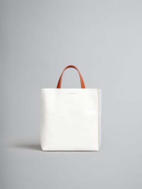 Marni MUSEO SOFT SMALL BAG IN WHITE AND LIGHT BLUE LEATHER