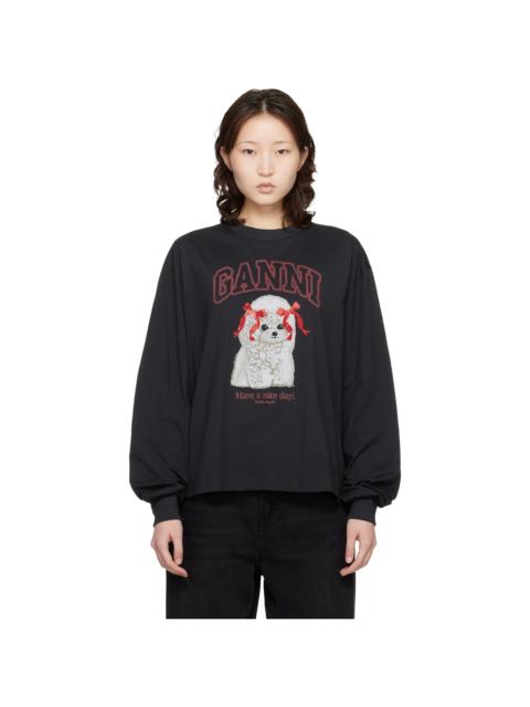 GANNI Black Poodle Longsleeve T-shirt