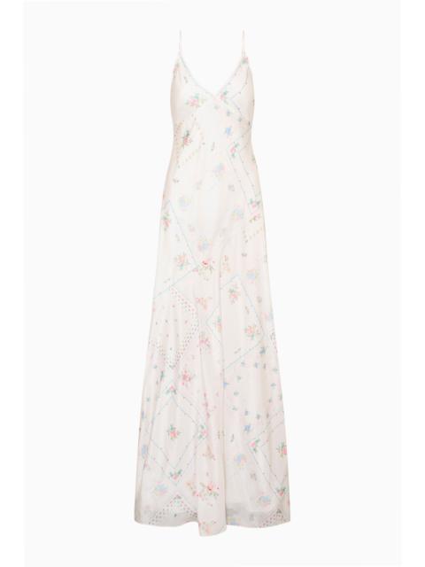 LoveShackFancy Castilla Silk Patchwork Maxi Dress