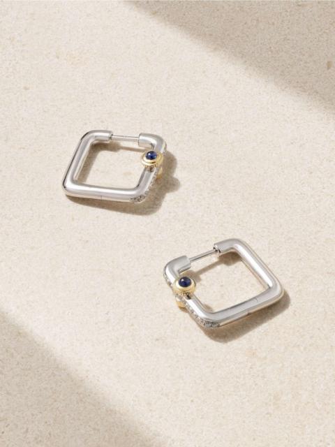 Yvonne Léon Gousset 9-karat white gold, diamond and sapphire hoop earrings Gold