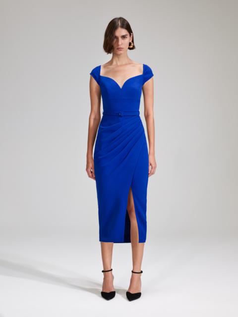 self-portrait Cobalt Crepe Midi Dress