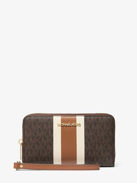 MICHAEL KORS Jet Set Travel Large Striped Signature Logo Smartphone Wallet