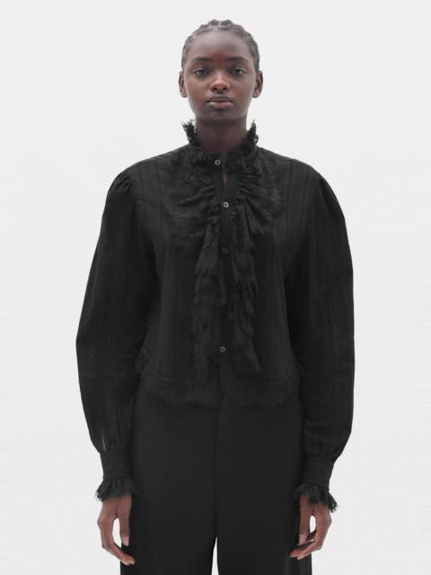 Ann Demeulemeester Freda Cropped Shirt with Lace Ruffles
