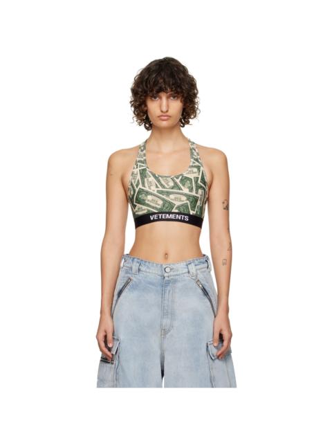 VETEMENTS Off-White & Green Million Dollar Sport Bra