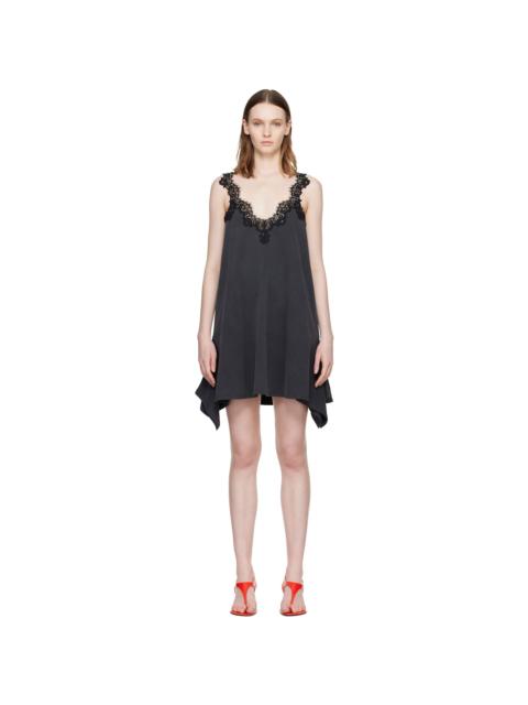Stella McCartney Black Lace Mix Washed Jersey Cotton Minidress