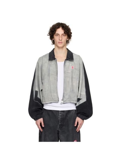 RIVINGTON roi Rebis Gray & Black Father Agency Trucker Denim Jacket
