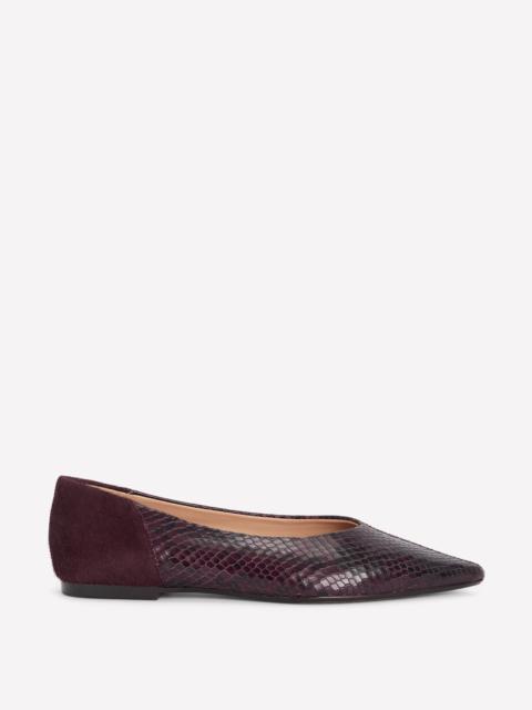 BODEN Nigella Pointed Toe Flats-Oxblood Snake Print