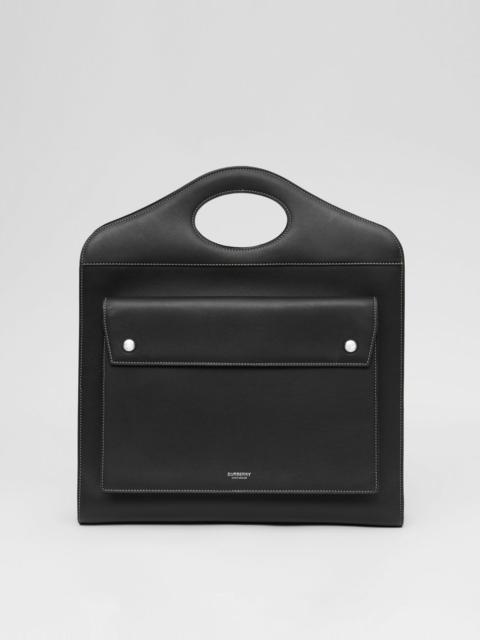 Burberry Medium Topstitched Leather Pocket Bag