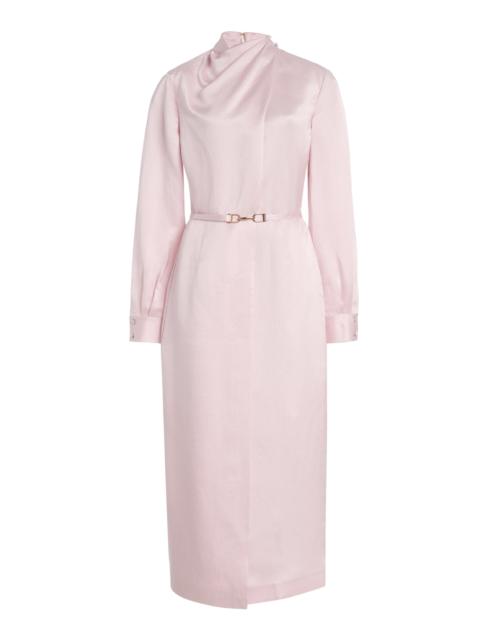 GABRIELA HEARST Josef Cowl-Neck Silk Midi Dress pink