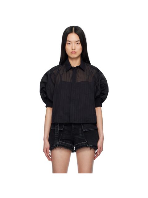 Black High Twist Voile & Nylon Twill Shirt