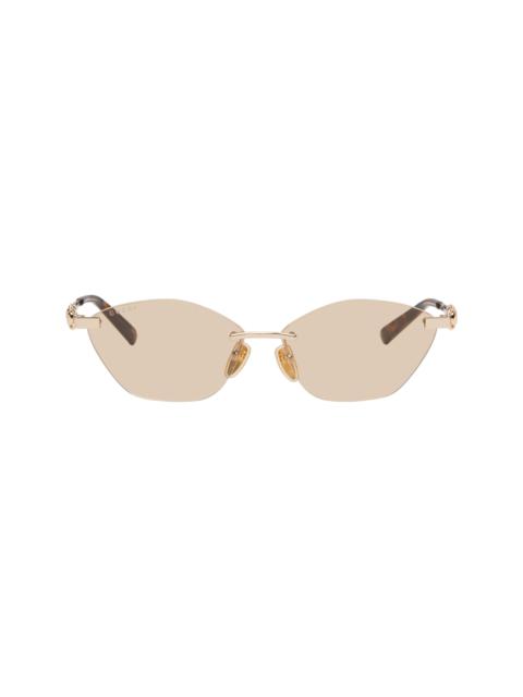 GUCCI Gold & Off-White Through Horsebit Sunglasses