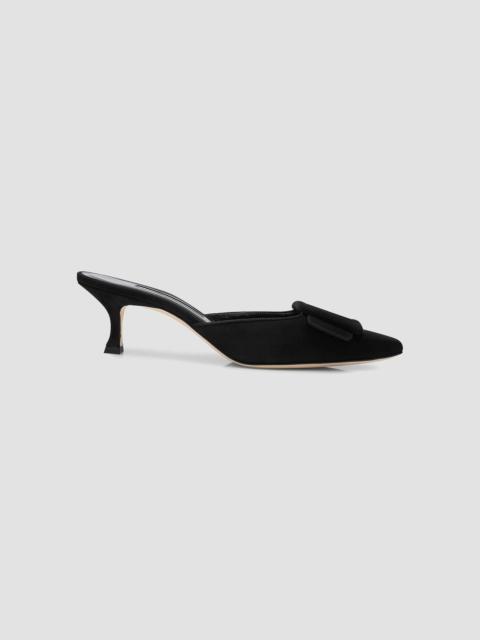 Manolo Blahnik Women's Maysale 50MM Suede Mules - Black