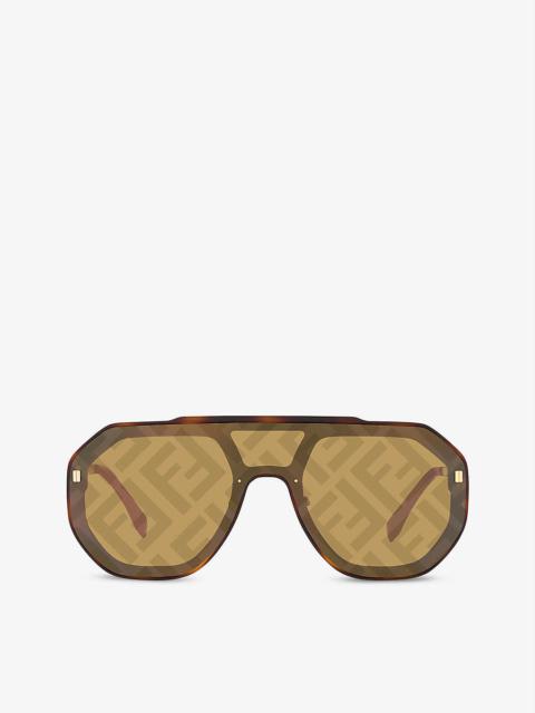 FN000575 monogram aviator-frame acetate sunglasses