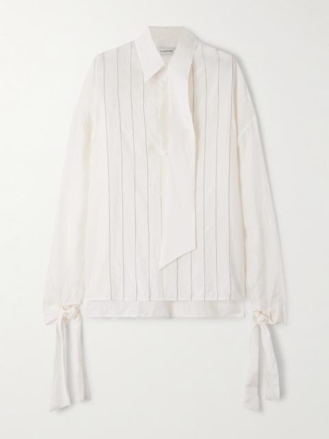 Lanvin Scarf-detailed Embroidered Silk-twill Shirt