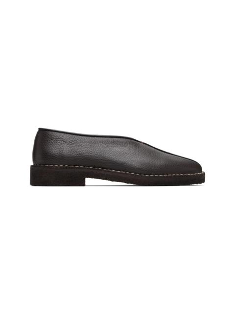 Lemaire Brown Piped Crepe Loafers