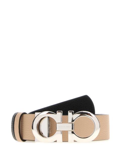 FERRAGAMO Sand Leather Reversible Belt Newbisner Cinture