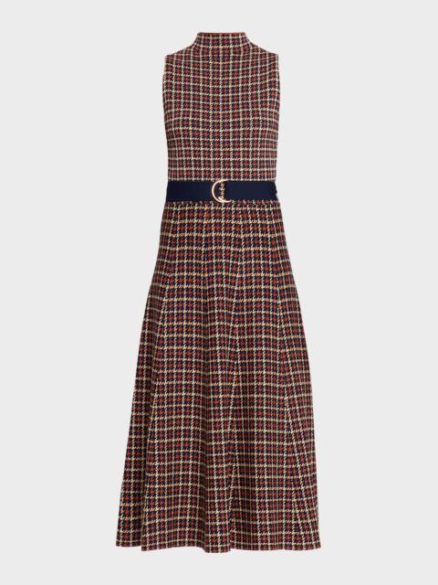 Cara Cara Brice Belted Plaid Knit Midi Dress
