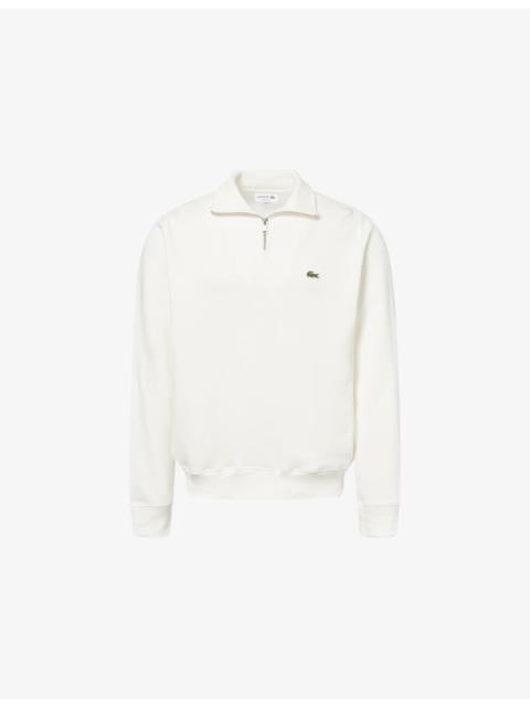 LACOSTE Embroidered-Logo Half-Zip Cotton-Knit Sweatshirt