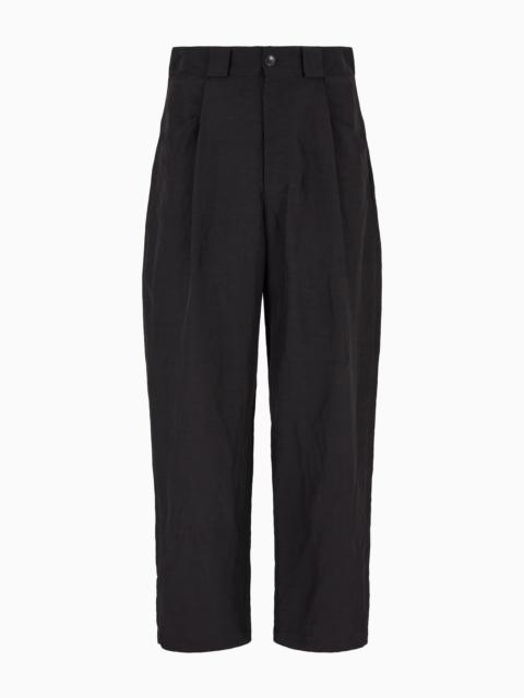 GIORGIO ARMANI Viscose and linen canvas single-darted trousers