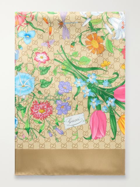 GUCCI Flora Printed Silk-twill Scarf