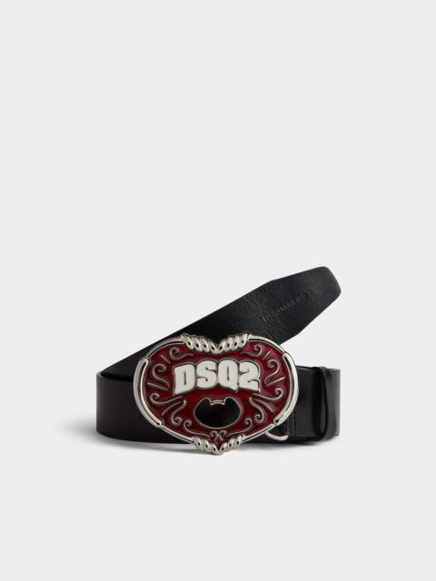 DSQUARED2 SOUVENIR FROM CANADA PLAQUE BELT