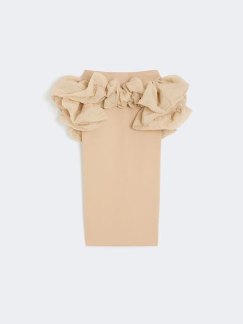 Max Mara Viscose jersey midi skirt with ruffles - CAMEL