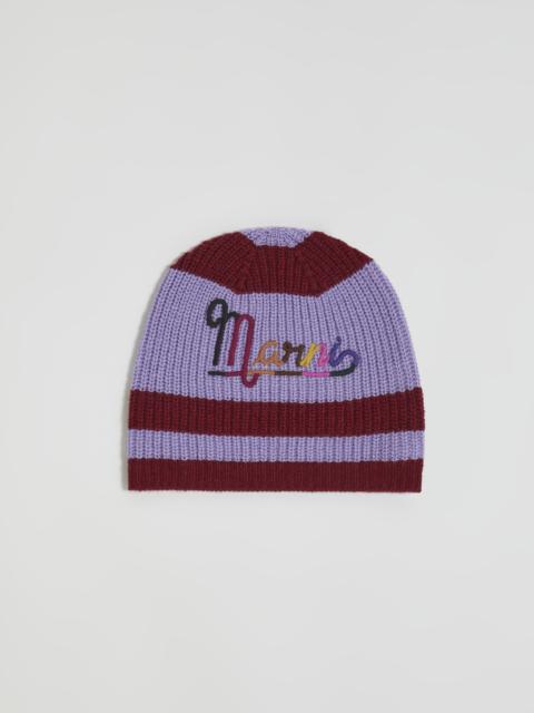 Marni BURGUNDY AND PURPLE SHETLAND BEANIE