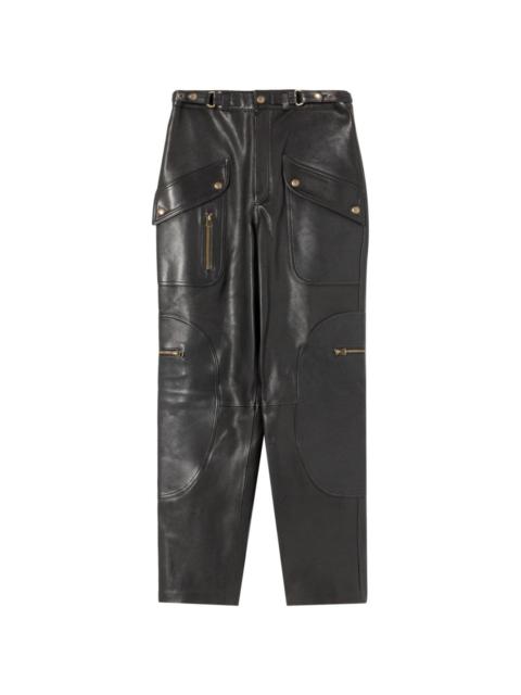 Racer leather tapered trousers