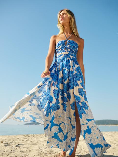 Poupette St Barth Long Dress Avril - Blue Flower Bunch