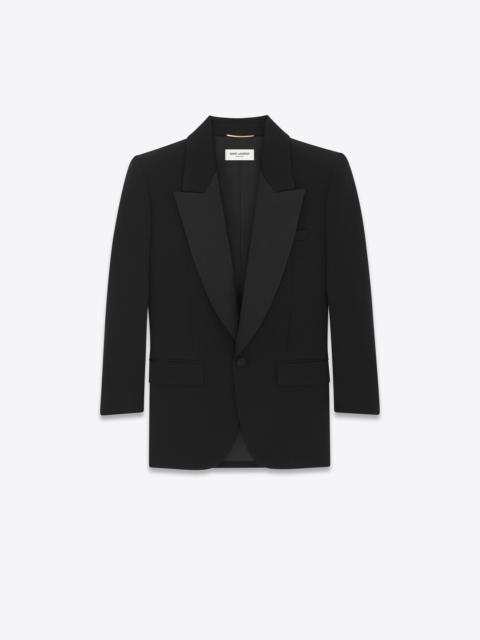 SAINT LAURENT single-breasted tuxedo jacket in grain de poudre
