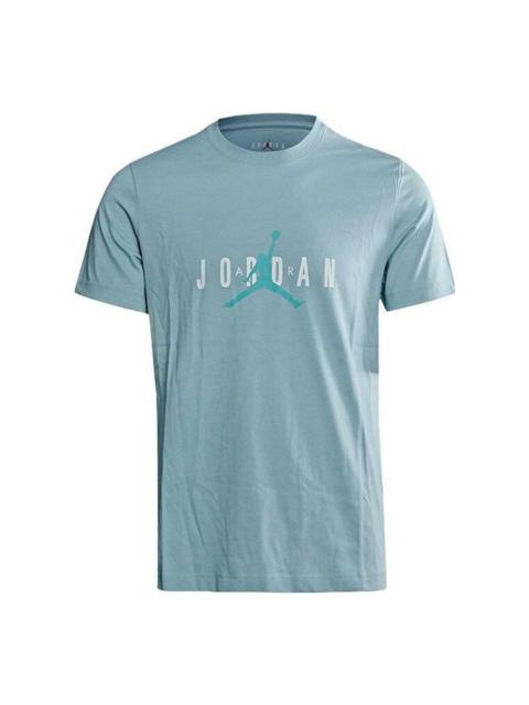 Men's Air Jordan Alphabet Flying Man Logo Printing Round Neck Casual Short Sleeve Blue T-Shirt DM146