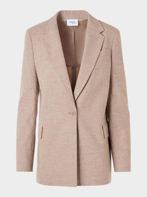 AKRIS Wool Single-Breasted Boyfriend Blazer Jacket