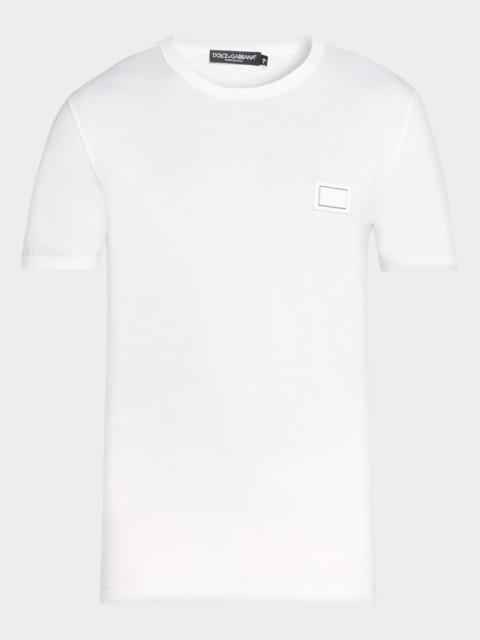 Dolce & Gabbana Men's Logo Patch Cotton Crewneck T-Shirt